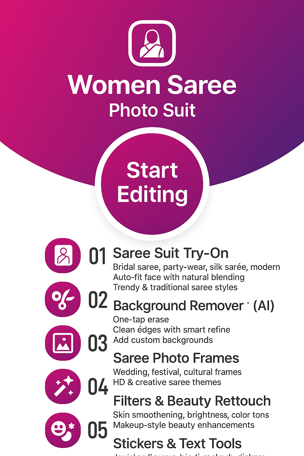 Virtual saree try-on with party wear and designer sarees using dress changer and background remover